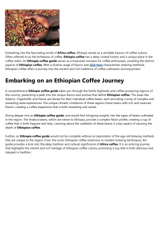 Ethiopia coffee Fundamentals Explained