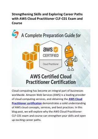 Strengthening Skills and Exploring Career Paths with AWS Cloud Practitioner CLF-C01 Exam and Course