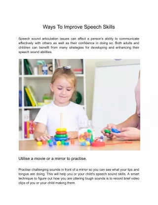 Ways To Improve Speech Skills