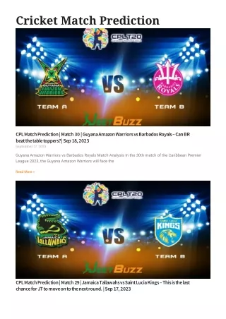 Cricket Match Prediction by Jeetbuzznews