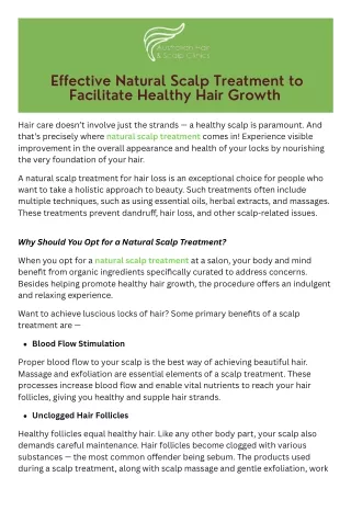 Effective Natural Scalp Treatment to Facilitate Healthy Hair Growth