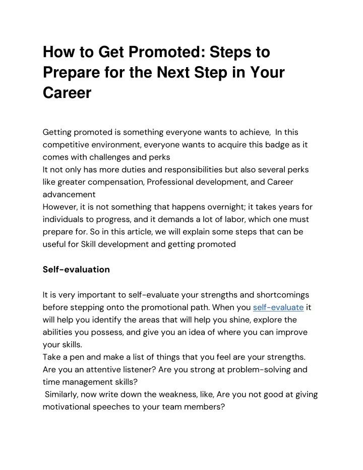 how to get promoted steps to prepare for the next