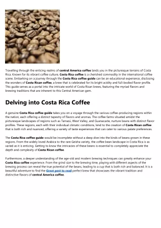 The Basic Principles Of Costa Rica coffee