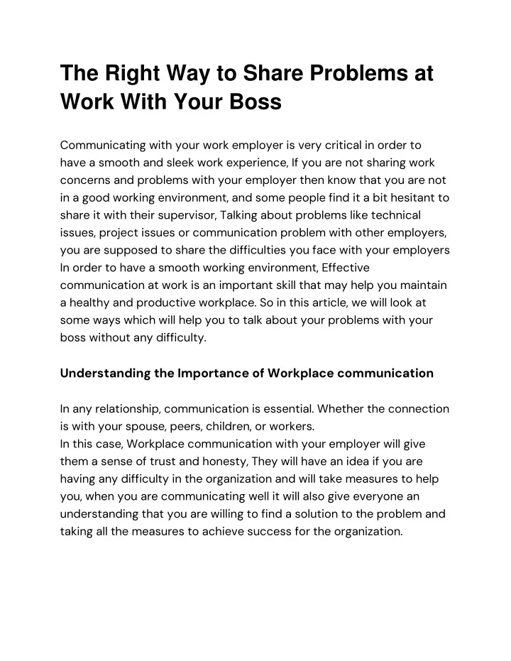 the right way to share problems at work with your