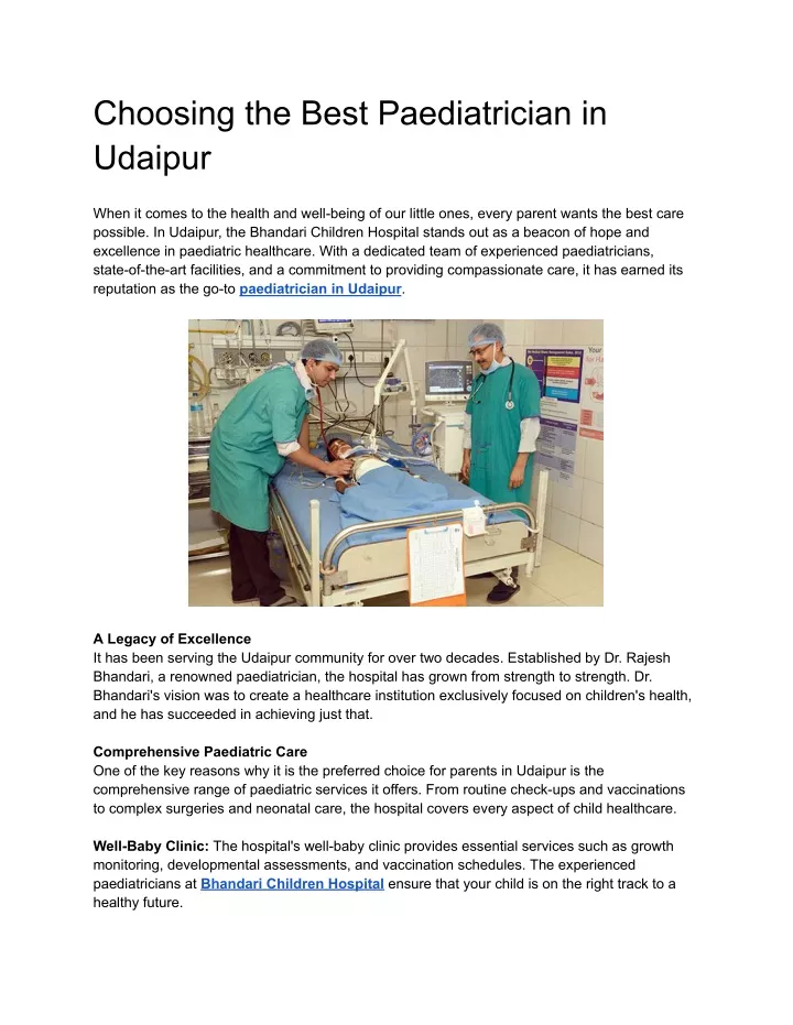 choosing the best paediatrician in udaipur