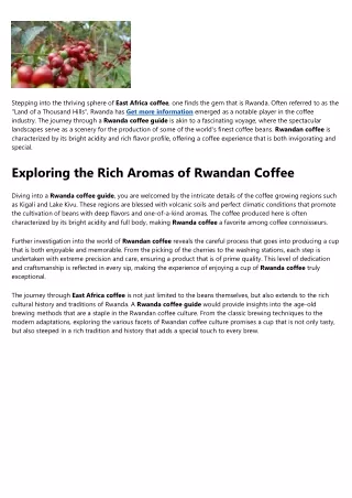 Detailed Notes on East Africa coffee