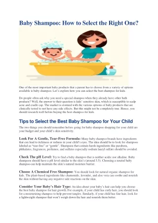 baby shampoo how to select the right one