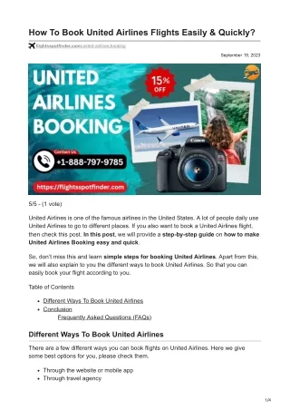 How To Book United Airlines Flights Easily amp Quickly