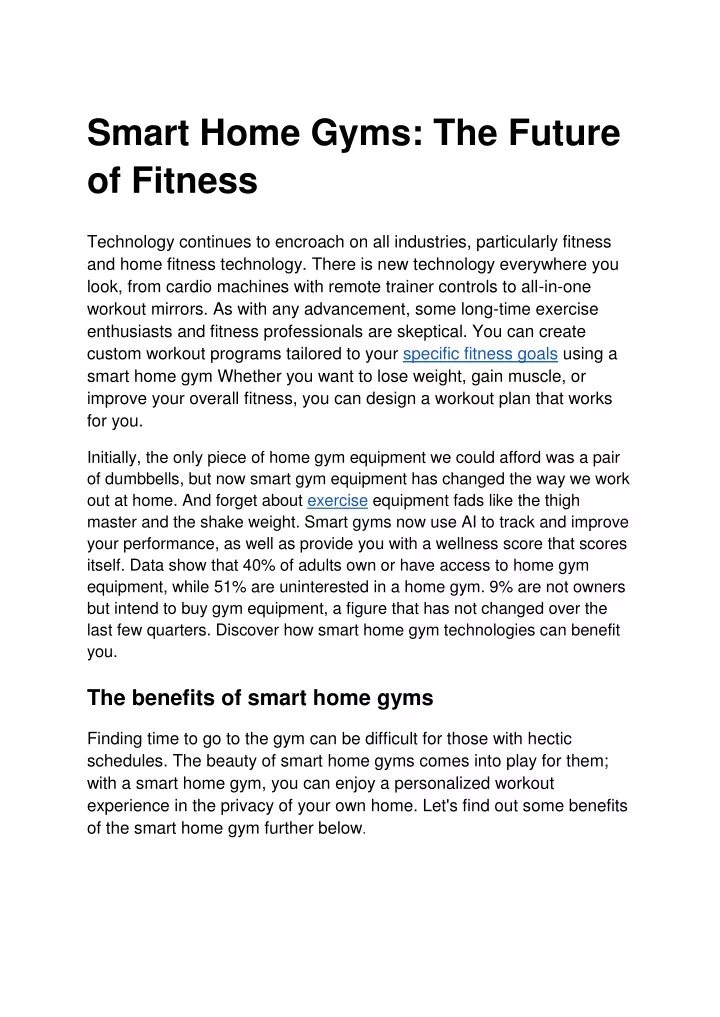 smart home gyms the future of fitness