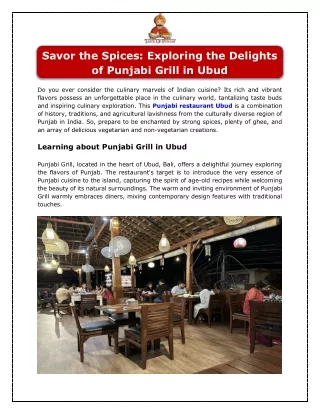 Savor the Spices - Exploring the Delights of Punjabi Grill in Ubud