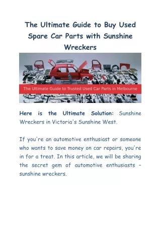 the ultimate guide to buy used spare car parts