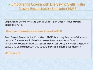 Empowering Corona with Life-Saving Skills: Palm Desert Resuscitation Education(P