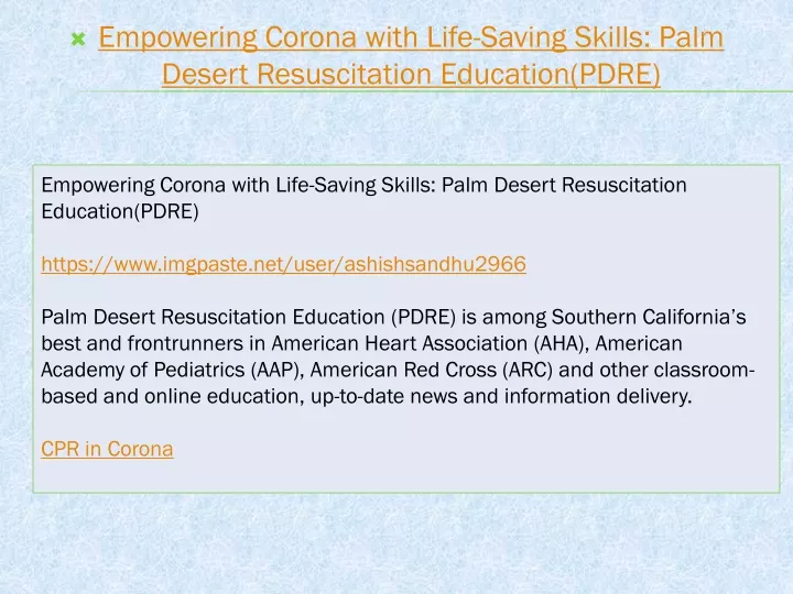 empowering corona with life saving skills palm desert resuscitation education pdre