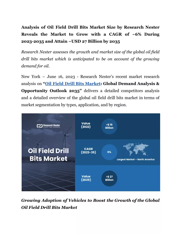 analysis of oil field drill bits market size