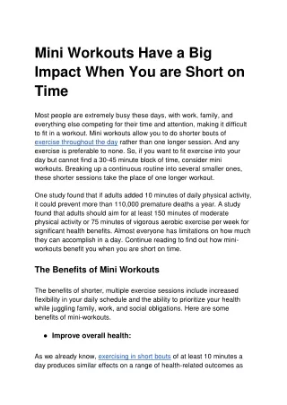 mini workouts have a big impact when