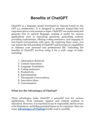 Benefit of ChatGPT