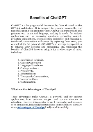 benefits of chatgpt