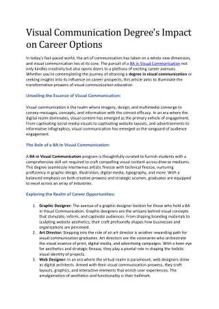 Visual Communication Degree's Impact on Career Options