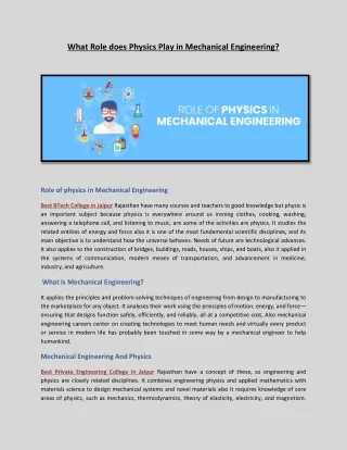 what role does physics play in mechanical