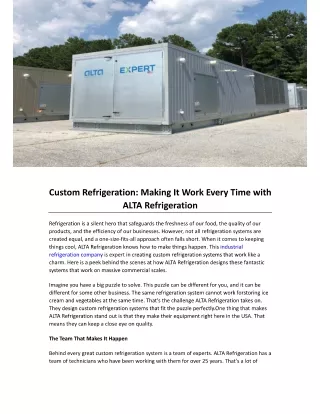Custom Refrigeration Making It Work Every Time with