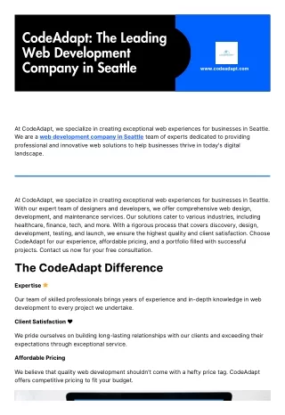 CodeAdapt: The Leading Web Development Company in Seattle