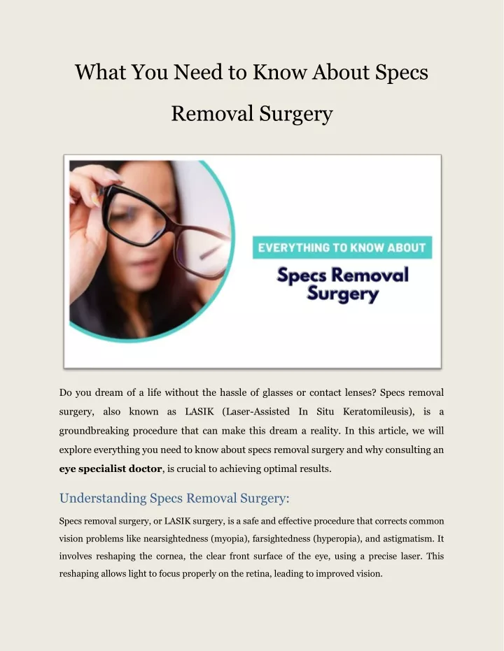 what you need to know about specs removal surgery