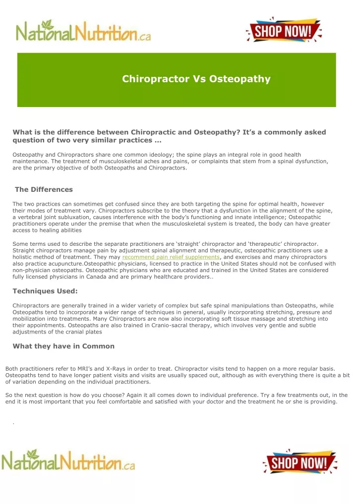 chiropractor vs osteopathy