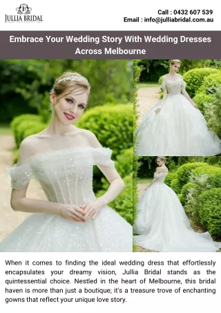 Embrace Your Wedding Story With Wedding Dresses Across Melbourne