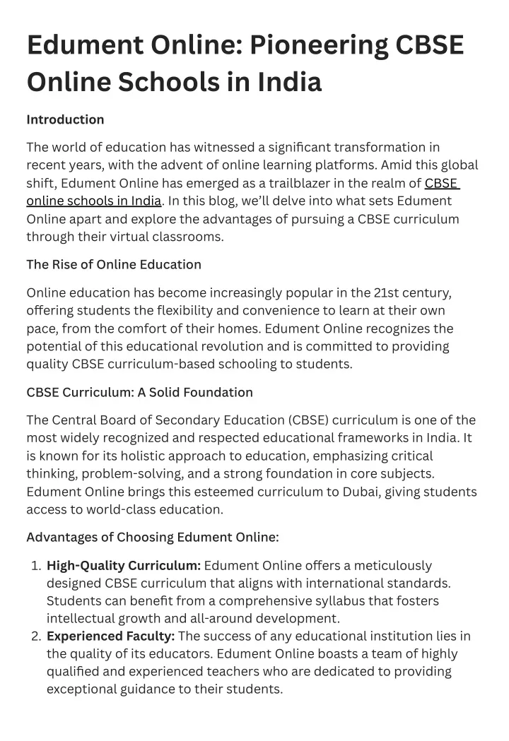 edument online pioneering cbse online schools