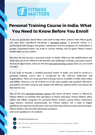 Personal Training Course in India What You Need to Know Before You Enroll (1)