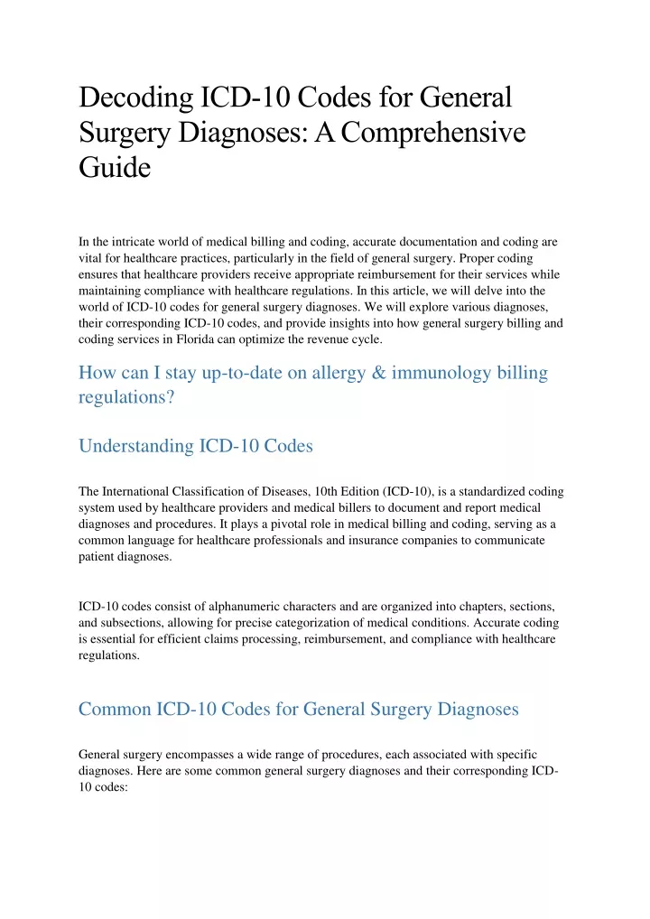 decoding icd 10 codes for general surgery