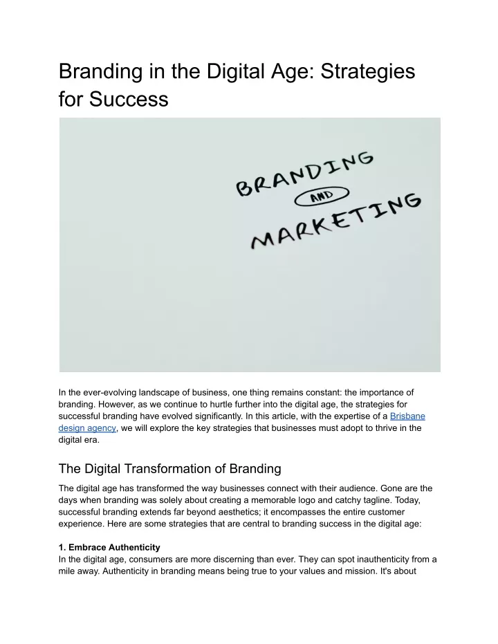 branding in the digital age strategies for success