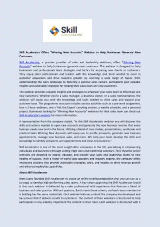 skill accelerator offers winning new accounts