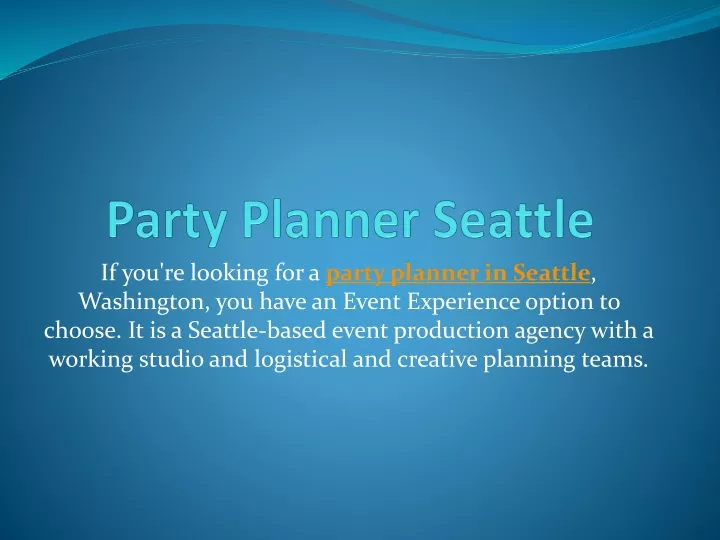 party planner seattle