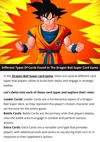 different types of cards found in the dragon ball