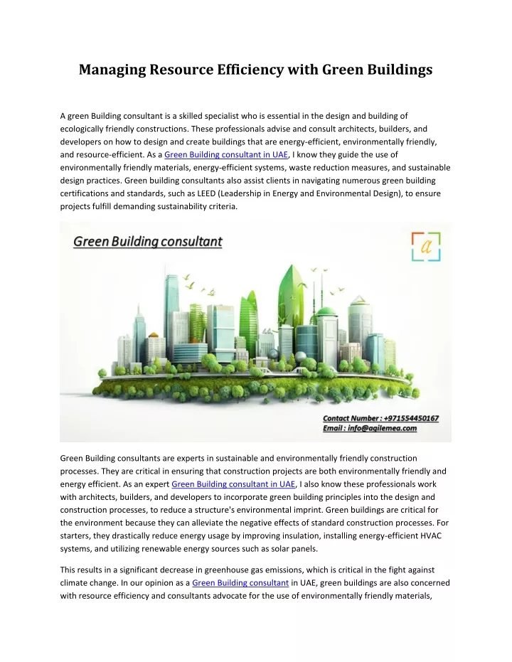 managing resource efficiency with green buildings