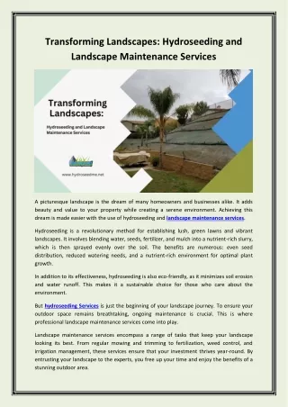 Landscape Construction, Irrigation, and Hydroseeding Services