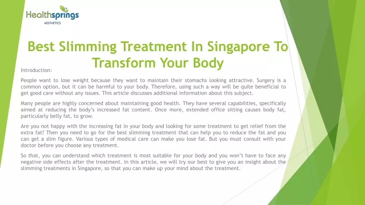 best slimming treatment in singapore to transform your body
