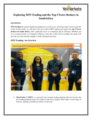Exploring MT5 Trading and the Top 5 Forex Brokers in South Africa