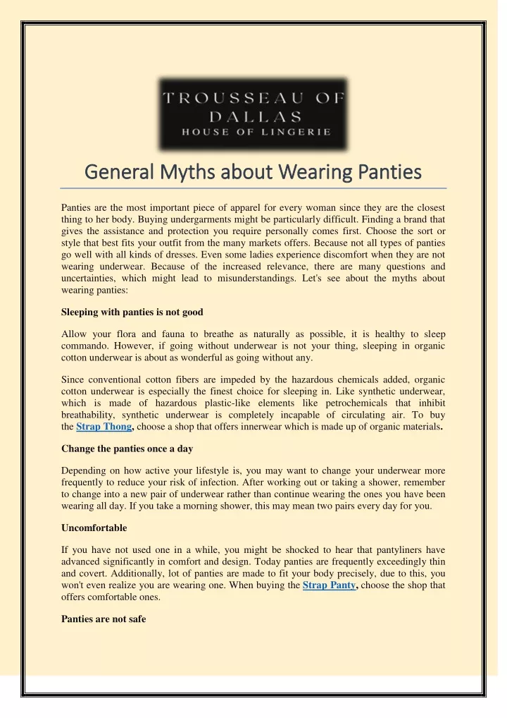 general myths about wearing panties general myths