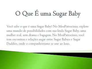 O Que É uma Sugar Baby