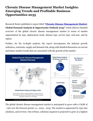 Chronic Disease Management Market Analysis, Statistics By Top Manufacturers 2035