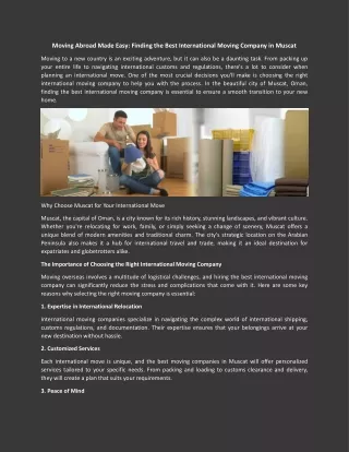 Best international moving company in Muscat
