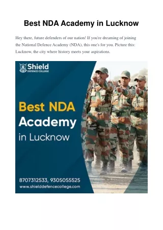 Best NDA Academy in Lucknow