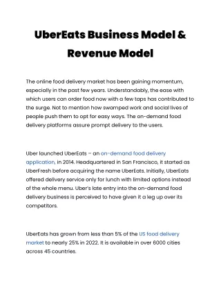 UberEats Business Model & Revenue Model
