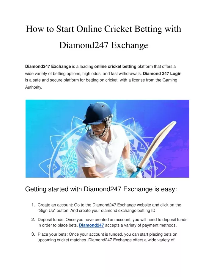 how to start online cricket betting with diamond247 exchange