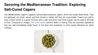 savoring the mediterranean tradition exploring salt cured capers