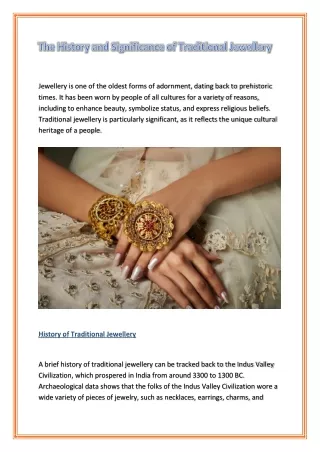 The History and Significance of Traditional Jewellery