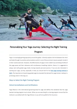 PersonalizingYour Yoga Journey Selecting the Right Training Program