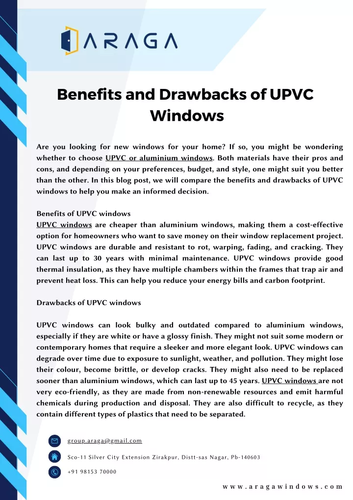 benefits and drawbacks of upvc windows